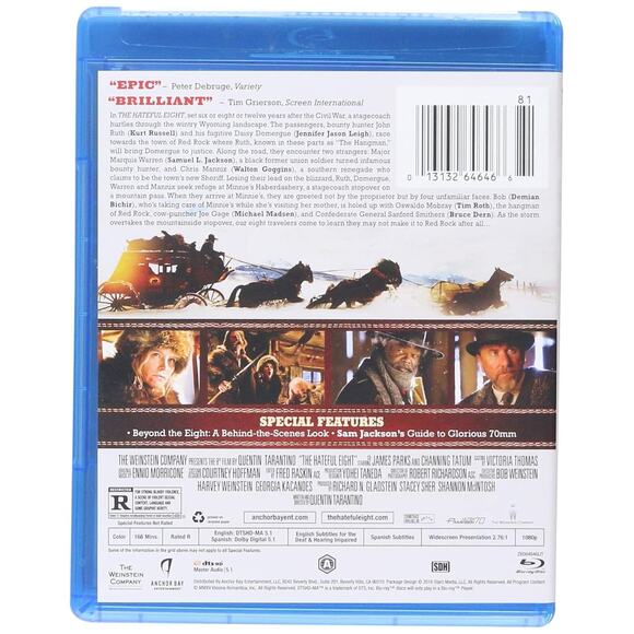 NEW The Hateful Eight Blu-ray Western Academy Award Winner Fast Free Shipping - Picture 2 of 2